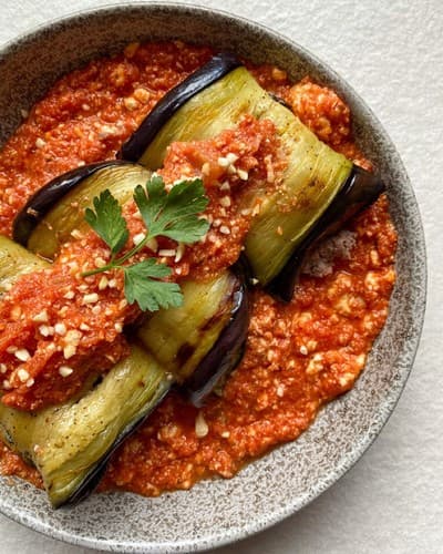Canelones de berenjena con tomate y ricotta 🍆
